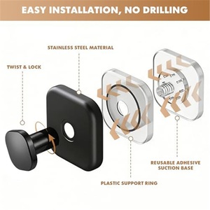 Heavy Duty Iron Vacuum Suction Cup <b>Hook</b> Square Design Reusable Strong <b>Wall</b> Mounted Bathroom & Clothes <b>Hook</b> for Tools - Product Image 5