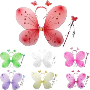 Wholesale Butterfly Craze Angel Princess Girls' Fairy Wings Kids Costume Butterfly Wings For Party Dress Up