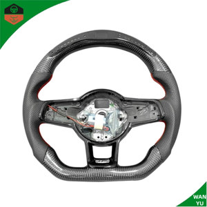 Volante LED de Fibra de Carbono Personalizado para Volkswagen <span class=keywords><strong>Golf</strong></span> <span class=keywords><strong>GTI</strong></span> <span class=keywords><strong>Mk7</strong></span> para Serie 3, Cuero Rojo Cosido, <span class=keywords><strong>Precio</strong></span> de Fábrica - Product Image 3