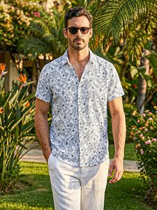Matching Family <b>Beach</b> <b>Shirts</b> <b>Mens</b> Womens Summer Aloha <b>Shirt</b> Vintage Tropical Floral Print Breathable 100% Polyester Short Sleeve - Product Image 1