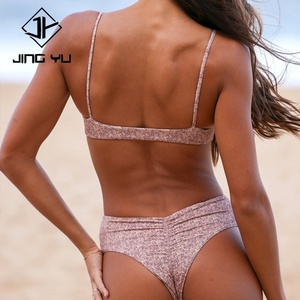 Fabricante de Bikinis, Bikini Super Mini con Volantes y Pliegues Florales de Playa, Conjunto de Traje de Baño de Nailon Reciclado de Lujo Personalizado - Product Image 4