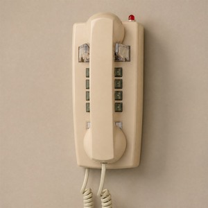 Teléfono Fijo de Pared Color Beige con Cable, Tipo Prisionero, con Botones y Cable Enrollado - Product Image 1