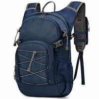 Sac à dos avec poche à eau pour randonnée, moto, sport, 18L, unisexe, léger, isolé, en denim, avec housse de pluie, arqué