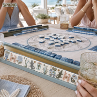 Tuiles de Mahjong en Acrylique Solide Thème Tropical Bord de Mer, Motifs Alligator, Coquillage et Bambou, pour Loisirs et Réunions à Domicile