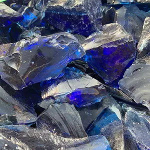 गैबियन के लिए स्लैग ग्लास रंग टूटा हुआ कुचला हुआ रंगीन ग्लास गहरा नीला स्लैग ग्लास चट्टानें
