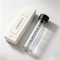 Bouteilles d'eau en verre Voss écologiques en gros avec bouchon noir sans BPA, cylindriques, pour jus détox, smoothies, lait et autres boissons