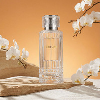 Flacon pulvérisateur en verre cylindrique transparent de luxe pour parfum, 100 ml, vide, ouverture 15 mm, sans couvercle, sérigraphie