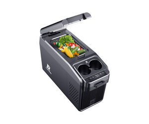 Refrigerador de coche con compresor de refrigeración, 12V 24V, con correa vertical para el hombro y reposabrazos. - Product Image 2