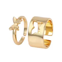 Silber Gold Schmetterling Paar Ringe verstellbar für Liebhaber Frauen Männer Hochzeit Paar Ring Set Messing Ring Set
