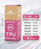 Chambre à air de vélo de route MOTSUV ultra-légère en TPU rose 700C x 23-32C, portable, avec valve Presta en alliage d'aluminium