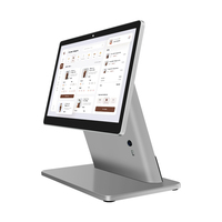 Sistema POS Todo en Uno de Escritorio de 15.6+10.1 Pulgadas, Terminal POS con Pantalla Táctil de 4+64GB para Tiendas Minoristas