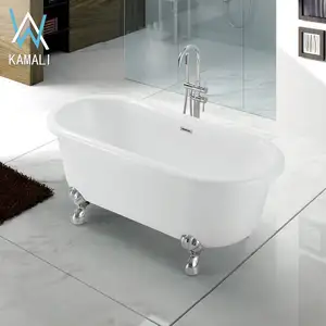 Kamali อ่างน้ำพลาสติกแบบ Clawfoot,อ่างอาบน้ำแบบแช่ตัวหรูหราคลาสสิกสไตล์โปแลนด์สีทอง Gemy นวดเหล็กล้อมรอบอ่างอาบน้ำปี SP1716