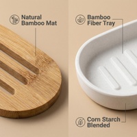 Support à Savon en Gros en Bambou avec Insert, Assiette à Savon Biodégradable en Amidon de Maïs, Porte-Savon Personnalisé avec Logo pour Hôtels et Commodités Hôtelières