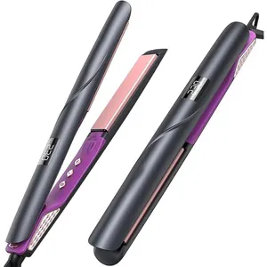 Dual Voltage Professional Ceramic Straightening Curling Iron Flat Iron Hair Straightener 1-inch 2 in 1 Straightener and Curler