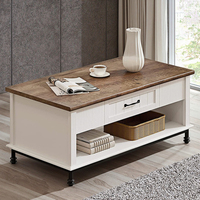 Table basse moderne de luxe en chêne blanc ensemble avec armoires de rangement panneau en bois meubles de maison pour le salon