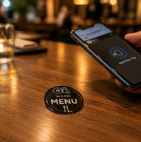 Autocollant de table NFC en acrylique avec logo personnalisé, menu numérique intelligent, étiquette adhésive pour restaurant, café, commande sans contact, plaque imperméable