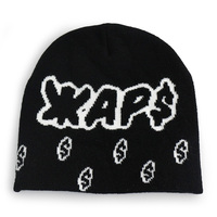 Bonnet en tricot jacquard réversible sans revers personnalisé, motif lettres, color block, graphique Y2K, mélange acrylique