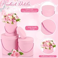 Bouquets de roses de luxe, cadeau romantique, boîtes d'emballage florales cylindriques avec poignées en corde torsadée et couvercles rigides