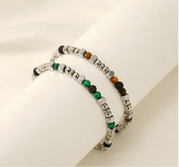 Bracelets en perles turquoise pour femmes, mode INS européenne, accessoires en acier inoxydable style volcan