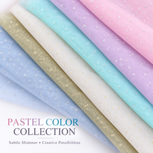 Tissu en maille imprimé feuille d'or en gros d'usine, <span class=keywords><strong>tulle</strong></span> tricoté à pois argentés pour robe de mariée, décoration de costumes pour enfants - Product Image 1