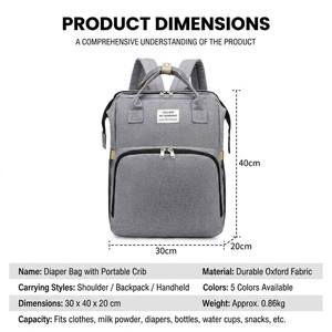 Borsa Multifunzionale Leggera <span class=keywords><strong>per</strong></span> Mamme, Lettino Pieghevole Portatile, <span class=keywords><strong>Zaino</strong></span> <span class=keywords><strong>per</strong></span> Neonati, Grande Capacità, Impermeabile, Doppia Tracolla - Product Image 2