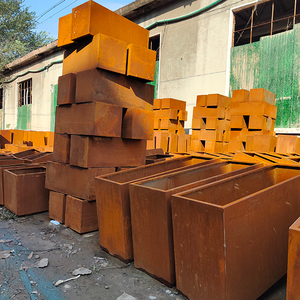 Pots <span class=keywords><strong>à</strong></span> fleurs rectangulaires rouillés, jardinières résistantes aux intempéries, pots <span class=keywords><strong>à</strong></span> plantes en acier corten - Product Image 3