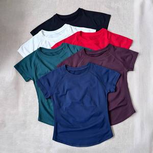 Hot Selling <b>Women</b> Seamless Yoga <b>Short</b> Sleeve <b>T</b>-<b>shirt</b> Crop Top High Waist Workout <b>Shorts</b> Breathable Quick Dry Sports Fitness <b>Sets</b> - Product Image 2