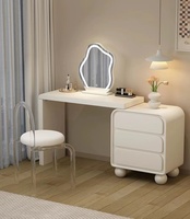 Table de toilette moderne avec plateau en verre blanc, design unique et simple, flottante, avec panneau en bois et miroir éclairé, meubles Target