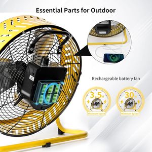 14 ''avec trou boîtier ventilateurs extérieurs sans fil ventilateur Durm à piles ventilateur de sol Rechargeable en métal HJ-14RD de vent fort - Product Image 4