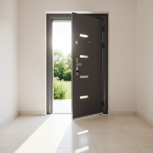 Porte extérieure moderne en acier de haute qualité, robuste, durable, étanche, résistante au vent, à ouverture latérale, pour usage hôtelier, finition extérieure - Product Image 6