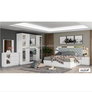 Juego de Muebles de Dormitorio de Diseño Moderno y Elegante de 5 Piezas, Muebles de Dormitorio de Vidrio Baratos con Espejo, Tamaño King - Product Image 2