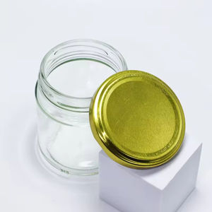 Vente en gros de pots en verre ronds transparents pour aliments, miel, confitures, avec couvercles en métal - Product Image 2