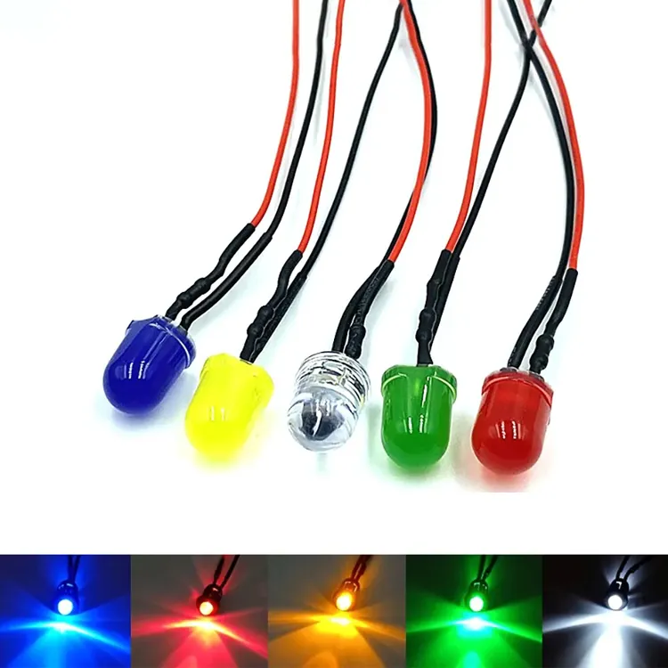 Diodo LED Precableado de 3mm y 5mm RGB ánodo de cátodo común de doble color con cable de 20cm 3V/5V/9V/12V/24V