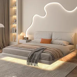 Современная простая дизайнерская Главная спальня без изголовья плавающая кровать без спинки небольшая квартира