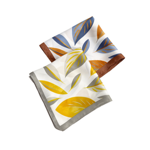 Pañuelo cuadrado de seda con estampado de hojas de Angelina, 70x70cm, accesorio de moda para mujer, multifuncional, primavera y verano - Product Image 1