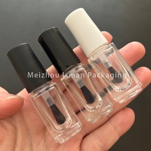 ISMAN Envío Inmediato: Botella Vacía de Esmalte de <span class=keywords><strong>Uñas</strong></span> de 4ml con Pincel, Tapa Negra Mate/Blanca, Envase de Vidrio Transparente, Venta al por Mayor Directa de Fábrica - Product Image 2