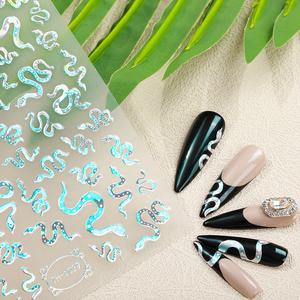 Showyboo personalizable 3D oro estampado láser <span class=keywords><strong>serpiente</strong></span> Bad Bunny Nail Art calcomanías Halloween <span class=keywords><strong>uñas</strong></span> diseñadores pegatinas DIY Stencil Nails - Product Image 5