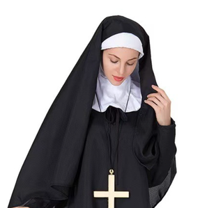 Hete Verkoop Goedkope Zwart-Witte Kleuren <span class=keywords><strong>Nun</strong></span> Hoofddeksel En Kraag Feestkostuum Accessoires - Product Image 2