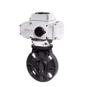 วาล์วผีเสื้อพลาสติก PVC พร้อมตัวกระตุ้นไฟฟ้าแบบหมุน 24V DC ขนาด DN200 8 นิ้ว หน้าแปลนคู่ พร้อมซีลยาง EPDM ลดราคาพิเศษ COVNA B2B - Product Image 1