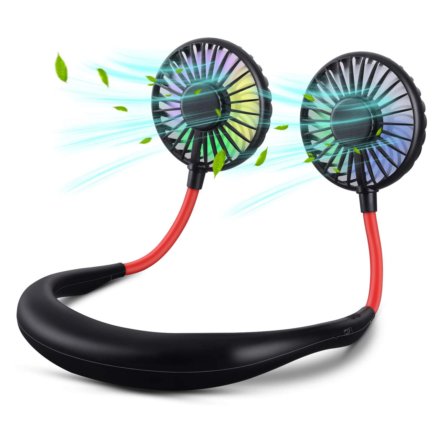 Портативный мини-вентилятор на шею с зарядкой от USB, 1200 мАч