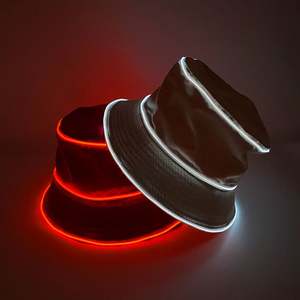 Casquette de pêcheur lumineuse à LED personnalisée avec logo, chapeau de pêcheur brodé avec logo imprimé, casquette unisexe de couleur unie à visière plate - Product Image 3