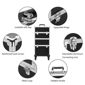 Malette de <span class=keywords><strong>maquillage</strong></span> de beauté professionnelle pour artiste, <span class=keywords><strong>valise</strong></span> à roulettes, en aluminium, avec miroir, très conçu, nouvelle collection - Product Image 3