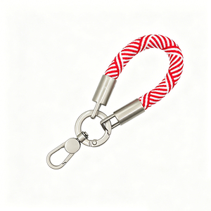 DF22 Red White <b>Braided</b> Rope Keychain With Metal Clasp Fitness <b>Accessory</b> - Product Image 1
