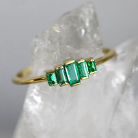 Bague élégante en zircon baguette plaquée or, bande géométrique étagée pour femme, bijoux de mode stylés, vente en gros