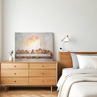 Art mural chrétien abstrait, impression sur toile de la Cène, prête à être accrochée, cadre en bois, décoration murale pour salon, chambre, maison
