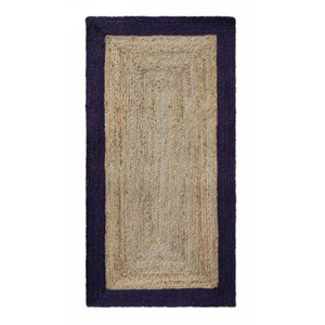 Jute Braided Rug Eco Friendly Non Slip Flat Pile Rectangle Indoor Flooring Natural Purple Geometric Design - Product Image 3