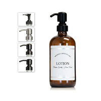 Bouteille en verre Boston de luxe avec logo personnalisé, 250 ml/500 ml/1000 ml, pompe pulvérisatrice, impression sérigraphique pour savon pour les mains, shampoing, après-shampoing