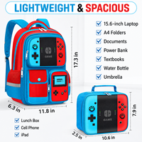 Ensemble de sacs à dos pour garçons gamers 3 pièces avec boîte à lunch en polyester pour l'école primaire et le collège