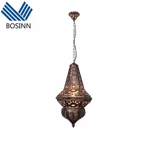 Orta doğu tavan ışıkları Villa asılı lamba fas bakır avize arap fener müslüman kolye ışık