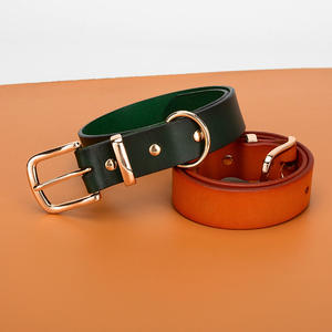Nuevo <span class=keywords><strong>collar</strong></span> de perro de cuero de vaca genuino personalizado de lujo con características duraderas y decoración de plumas - Product Image 3